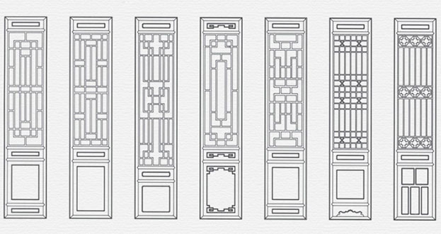 汝城常用中式仿古花窗图案隔断设计图